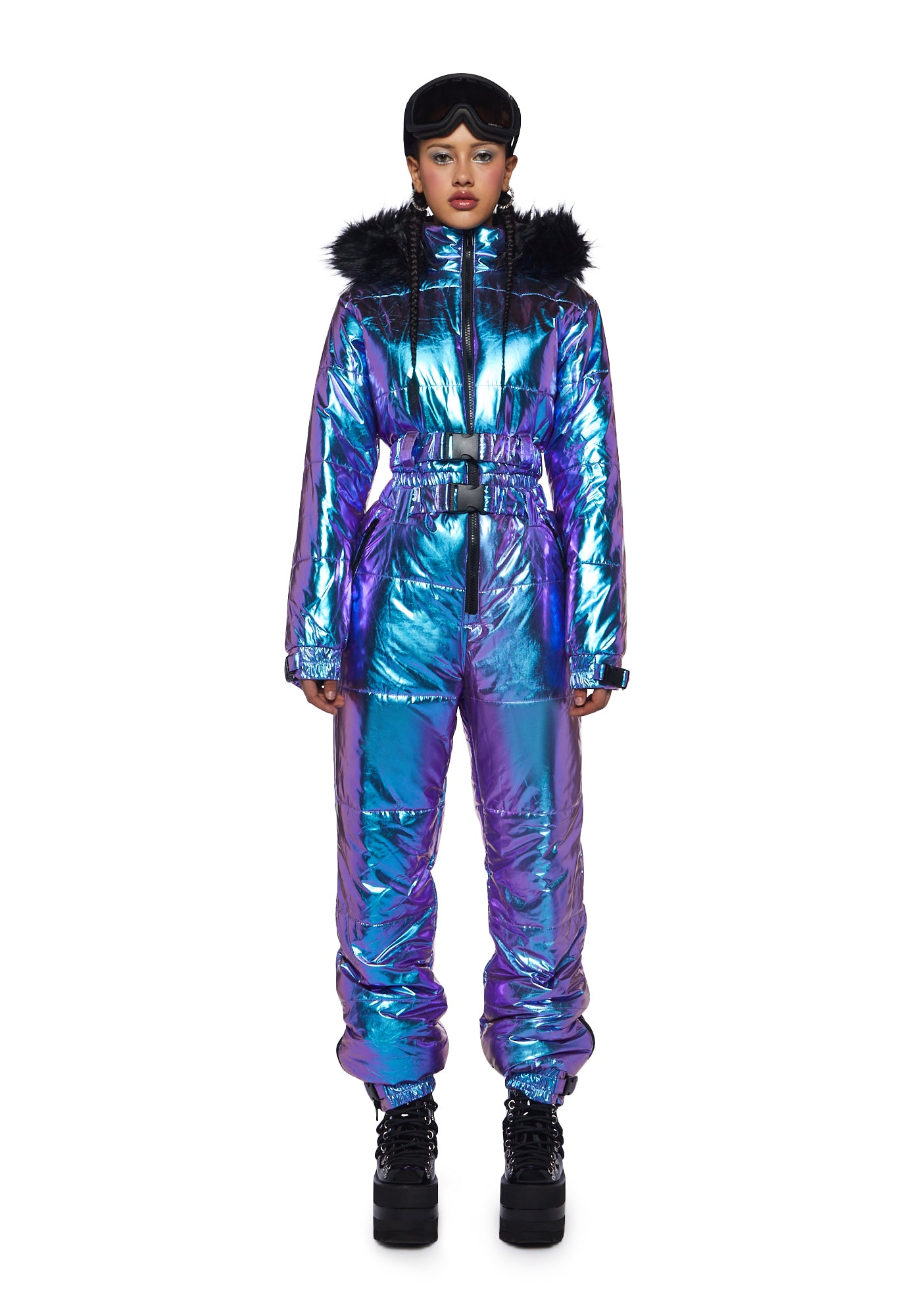 Club Exx Iridescent Snow Suit With Hoodie - Metallic