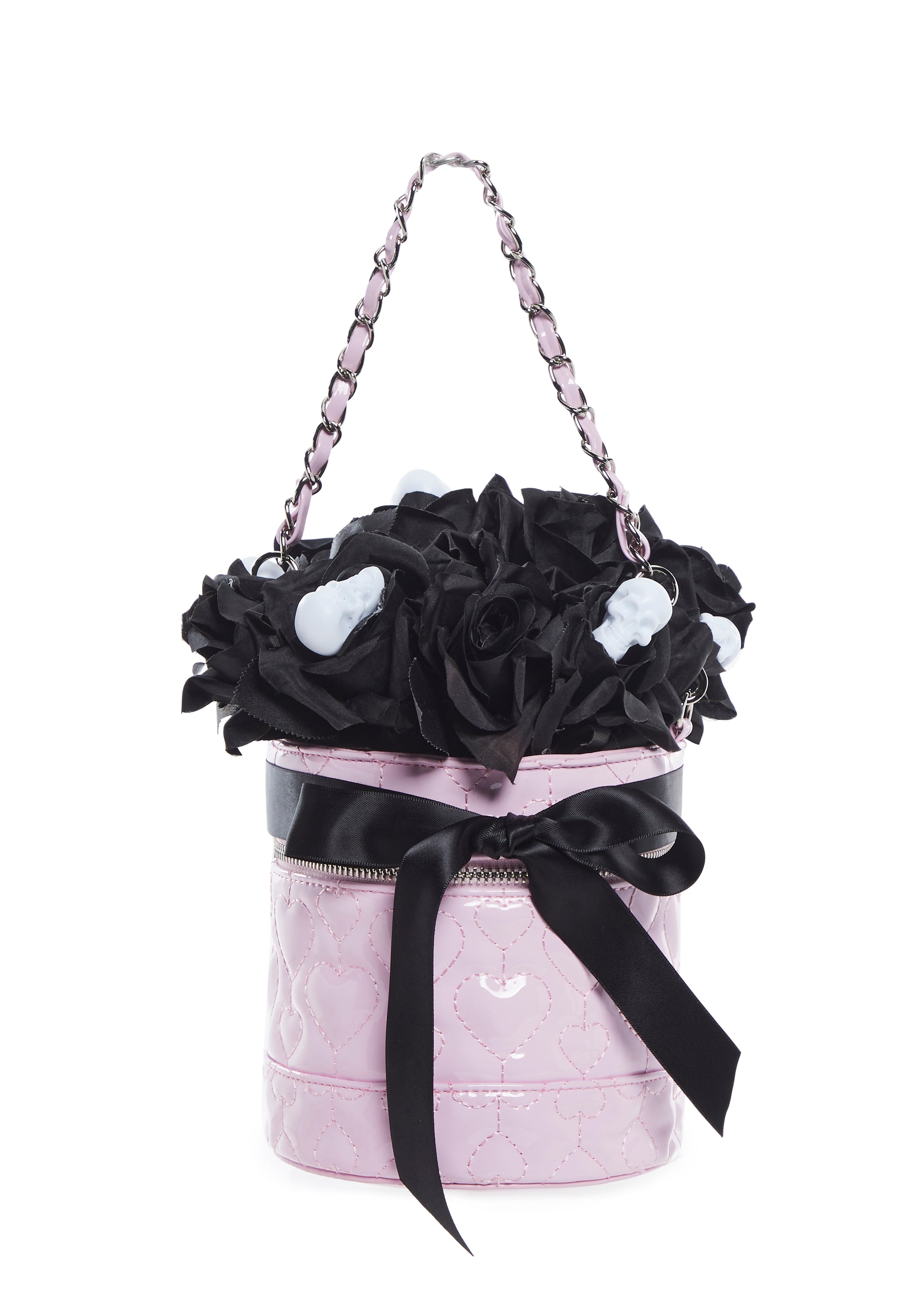 Sugar Thrillz Skulls And Rose Floral Bouquet Vinyl Bag - Pink – Dolls Kill