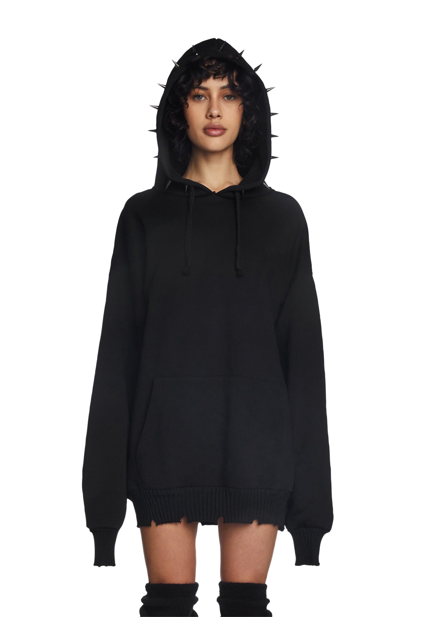Current Mood Black Spiked Pullover Hoodie – Dolls Kill