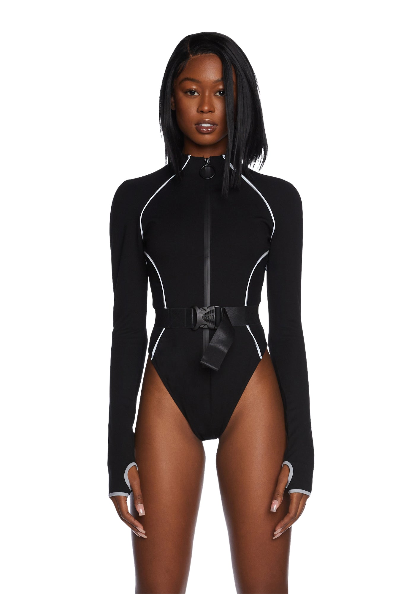 Futuristic Black Mirror Long Sleeved Bodysuit