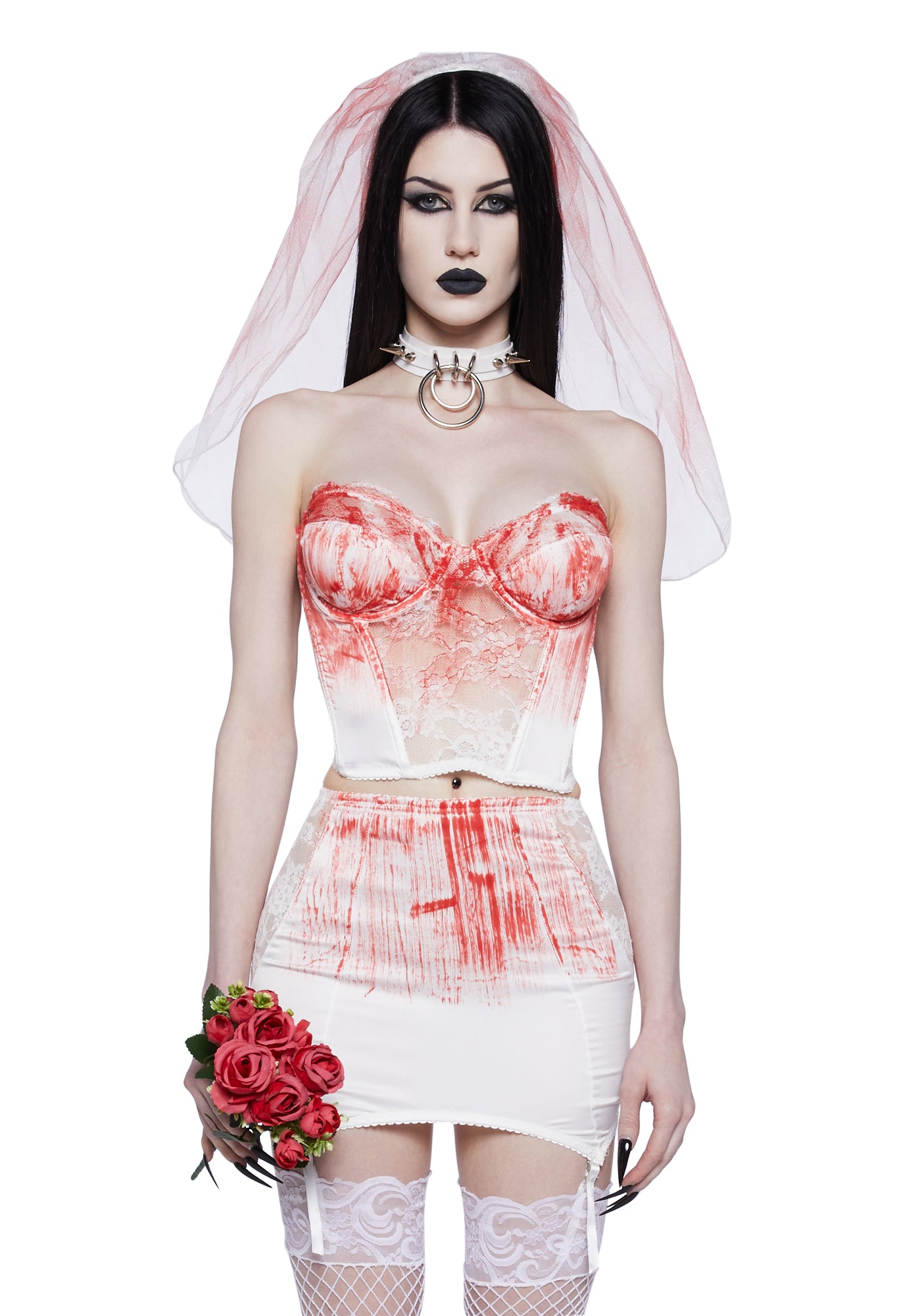 Trickz N Treatz Bloody Bride Costume Set - White/Red – Dolls Kill