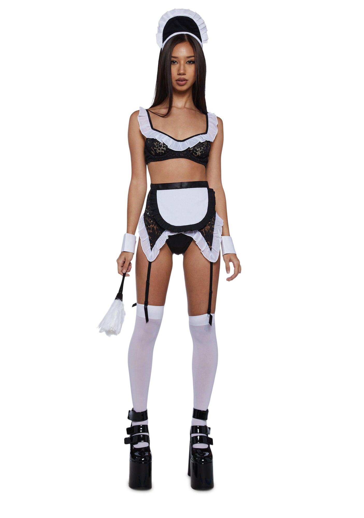 Dolls Kill Halloween Sexy French Maid Costume - Black/White