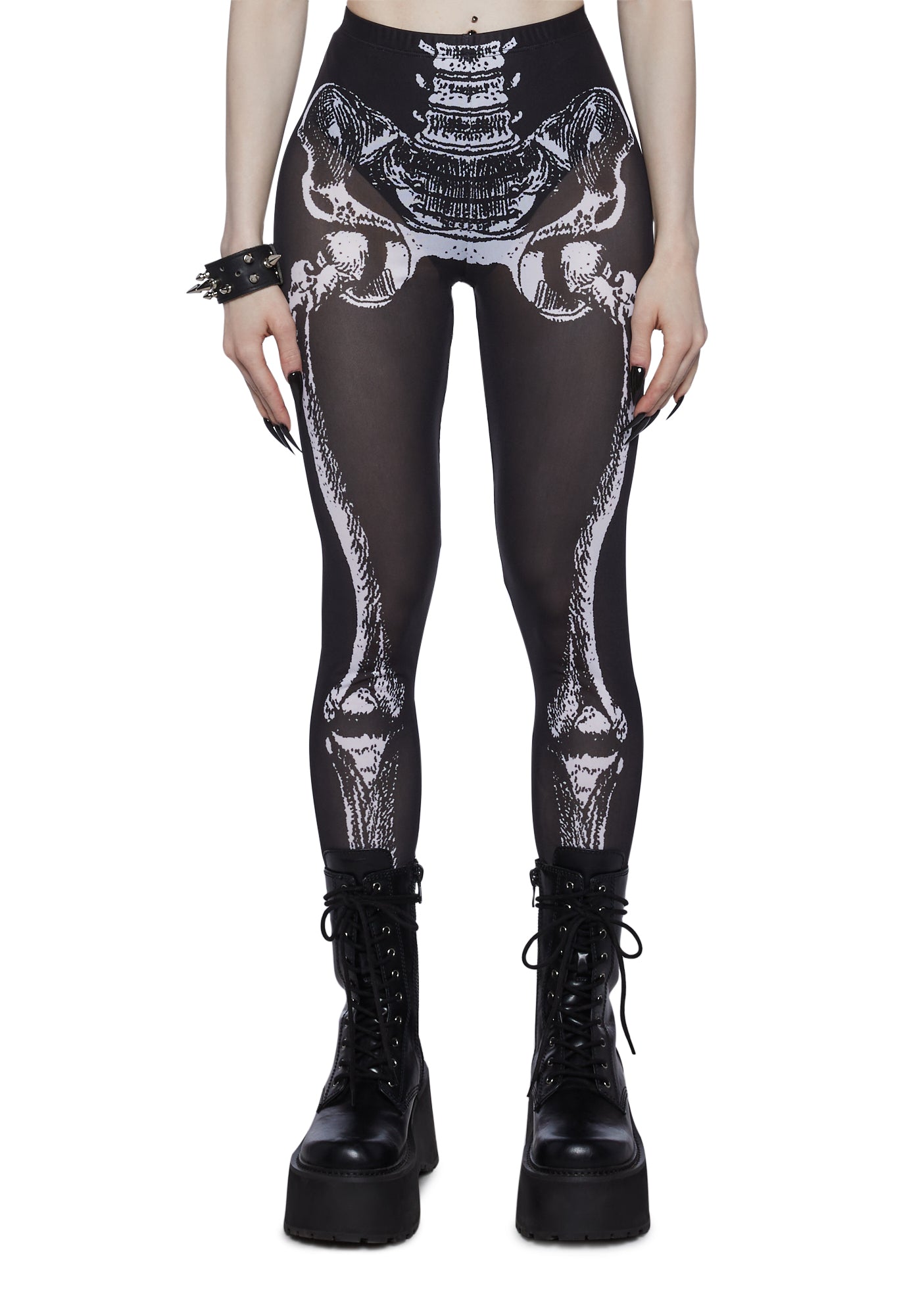 Black Halloween scull leggings size XL only worn a - Depop
