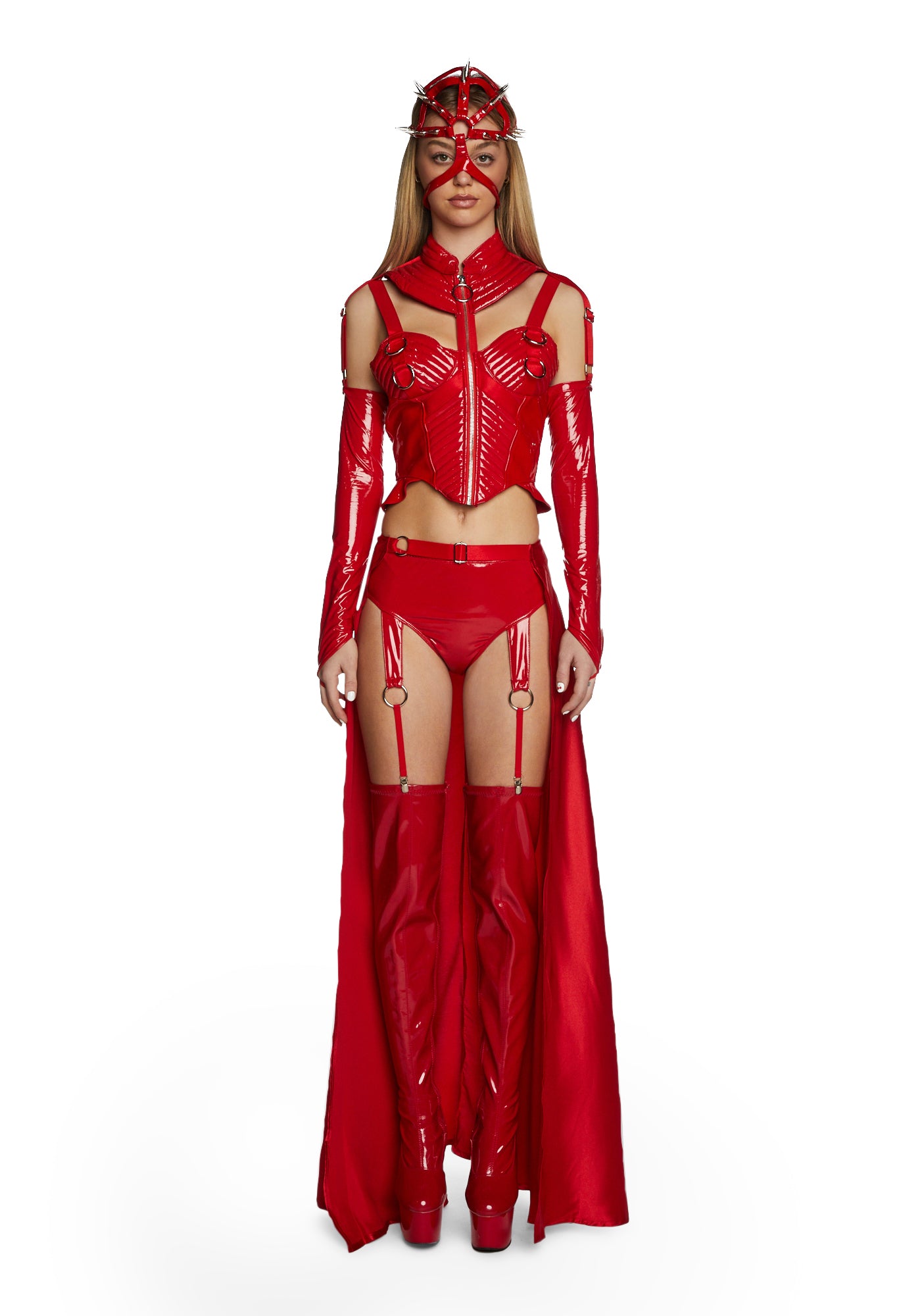 Female Hellraiser Costume Padded Vinyl S&M Costume - Red – Dolls Kill