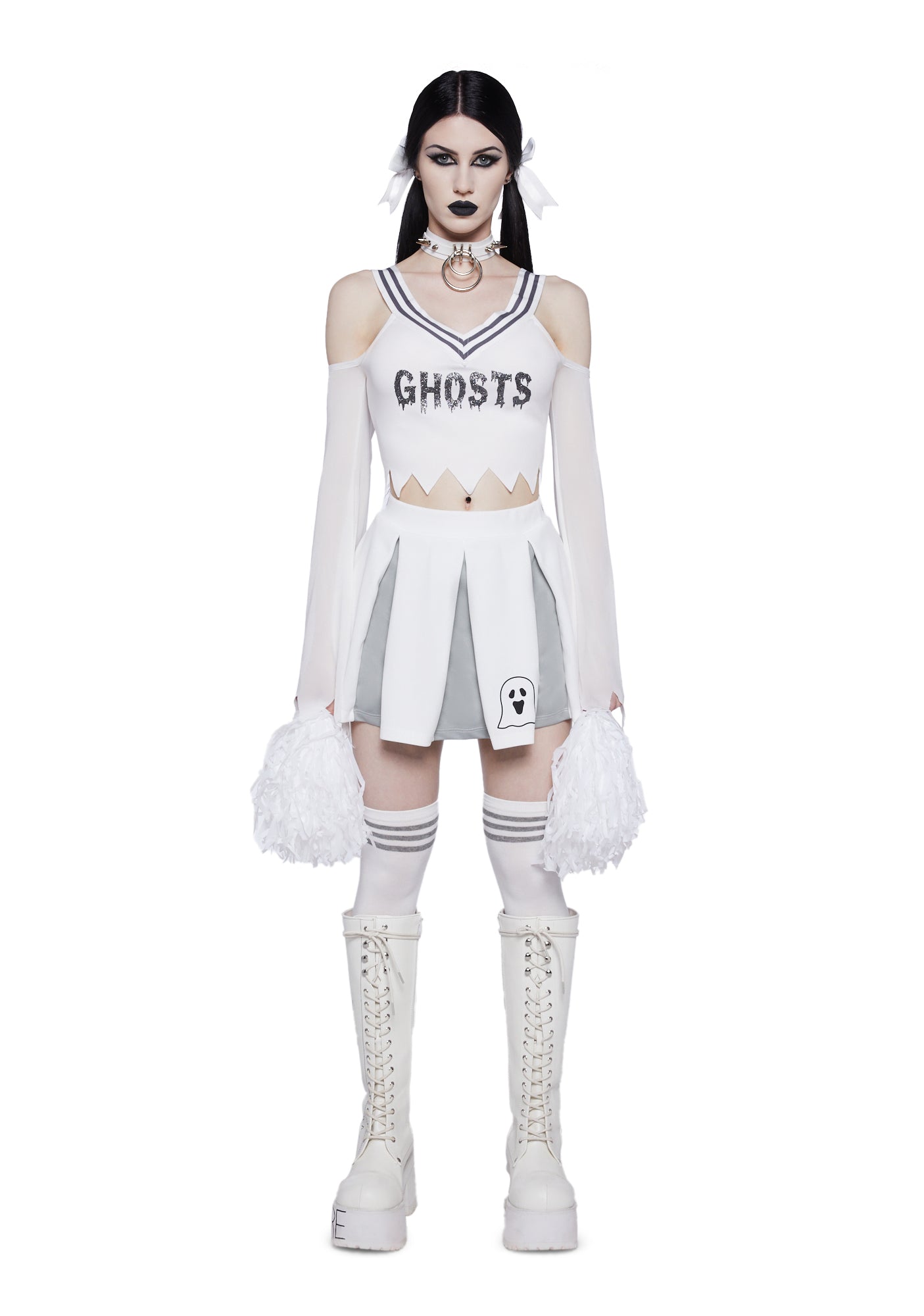 Trickz N Treatz Team Ghosts Cheerleader Costume - White – Dolls Kill