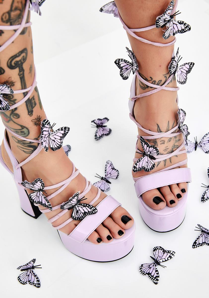Sugar Thrillz Butterfly Platform Lace Up Heels - Purple – Dolls Kill