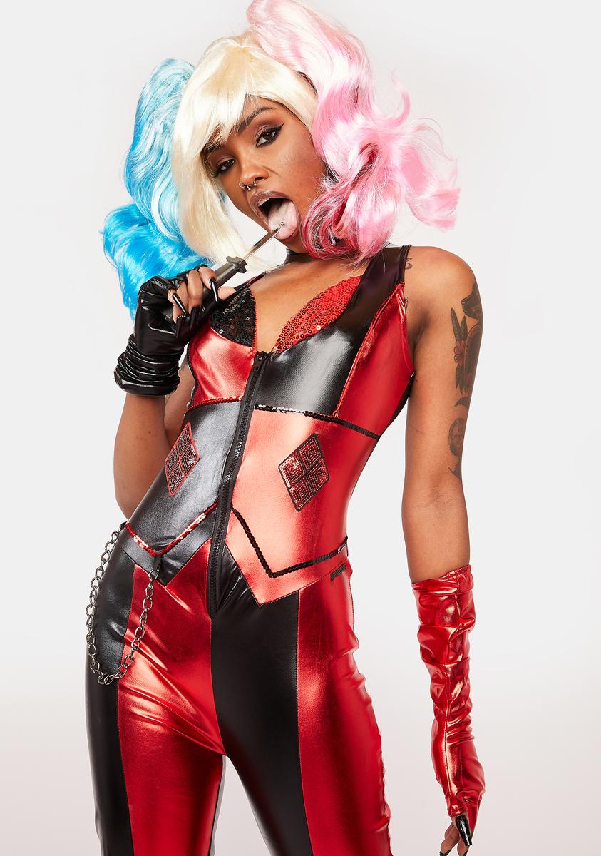 Sexy Harlequin Blaster Costume - Metallic Red/Black – Dolls Kill