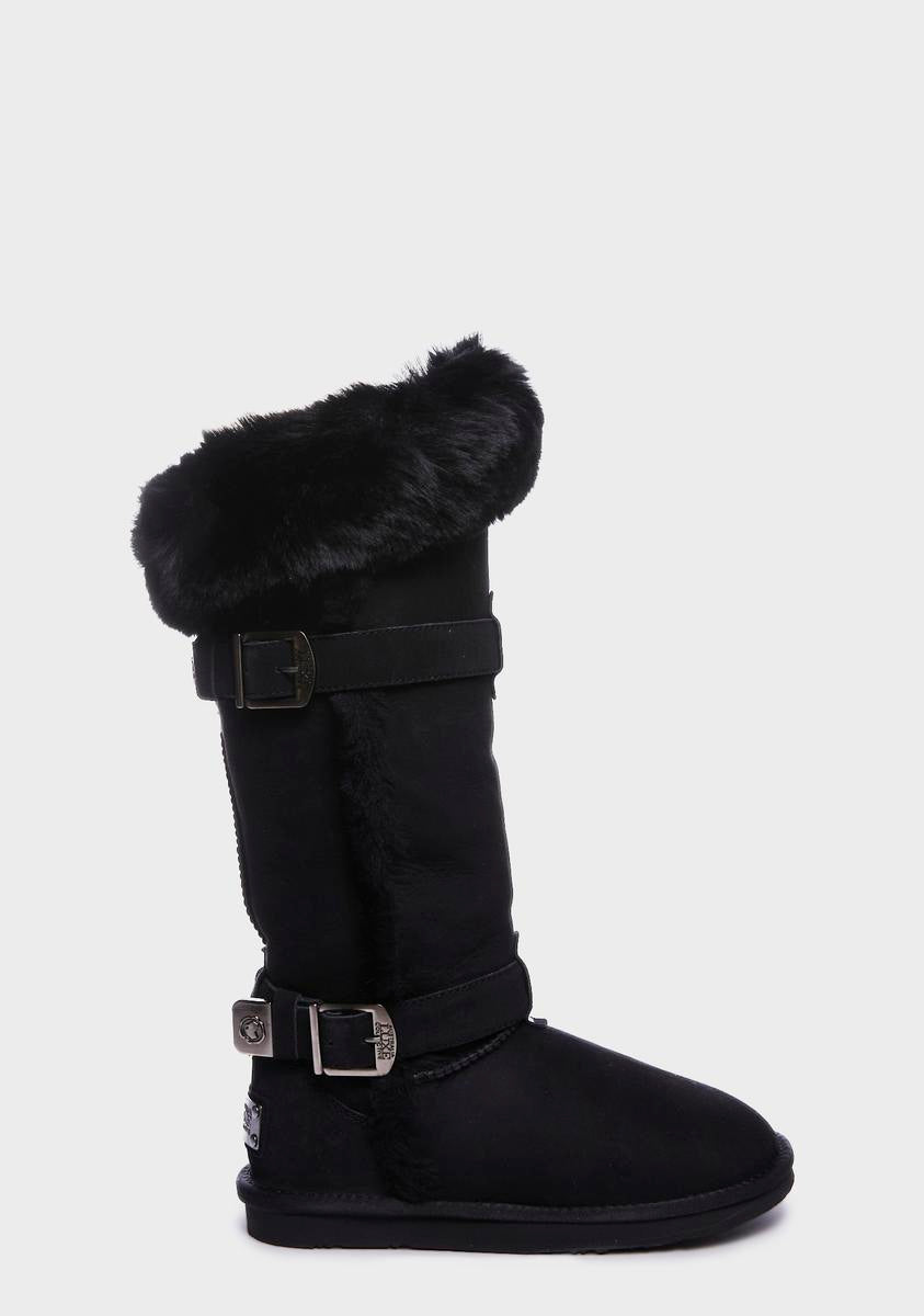 Australia Luxe Collective Vegan Leather Faux Fur Knee High Boots