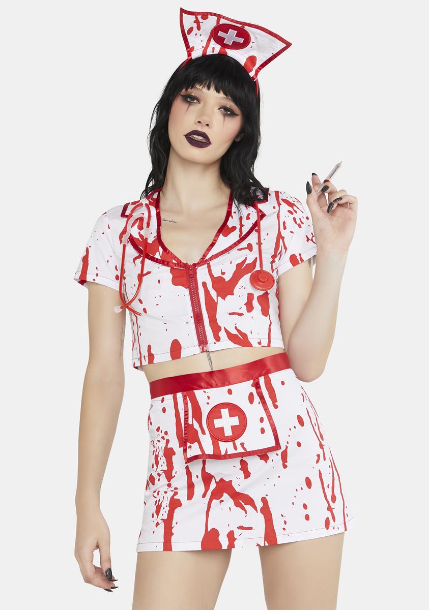 Bloody Sexy Nurse Costume Set - White – Dolls Kill