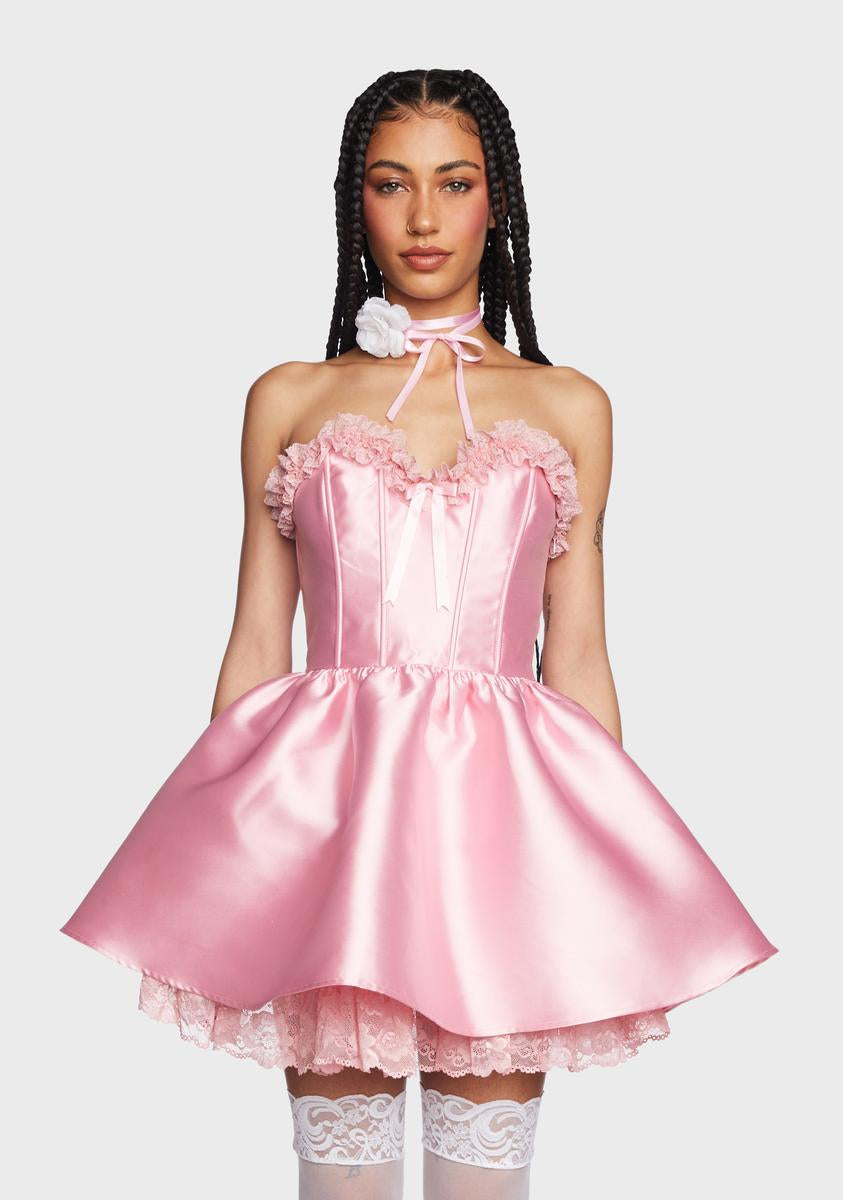 Sugar Thrillz Strapless Taffeta Corset Dress - Pink – Dolls Kill