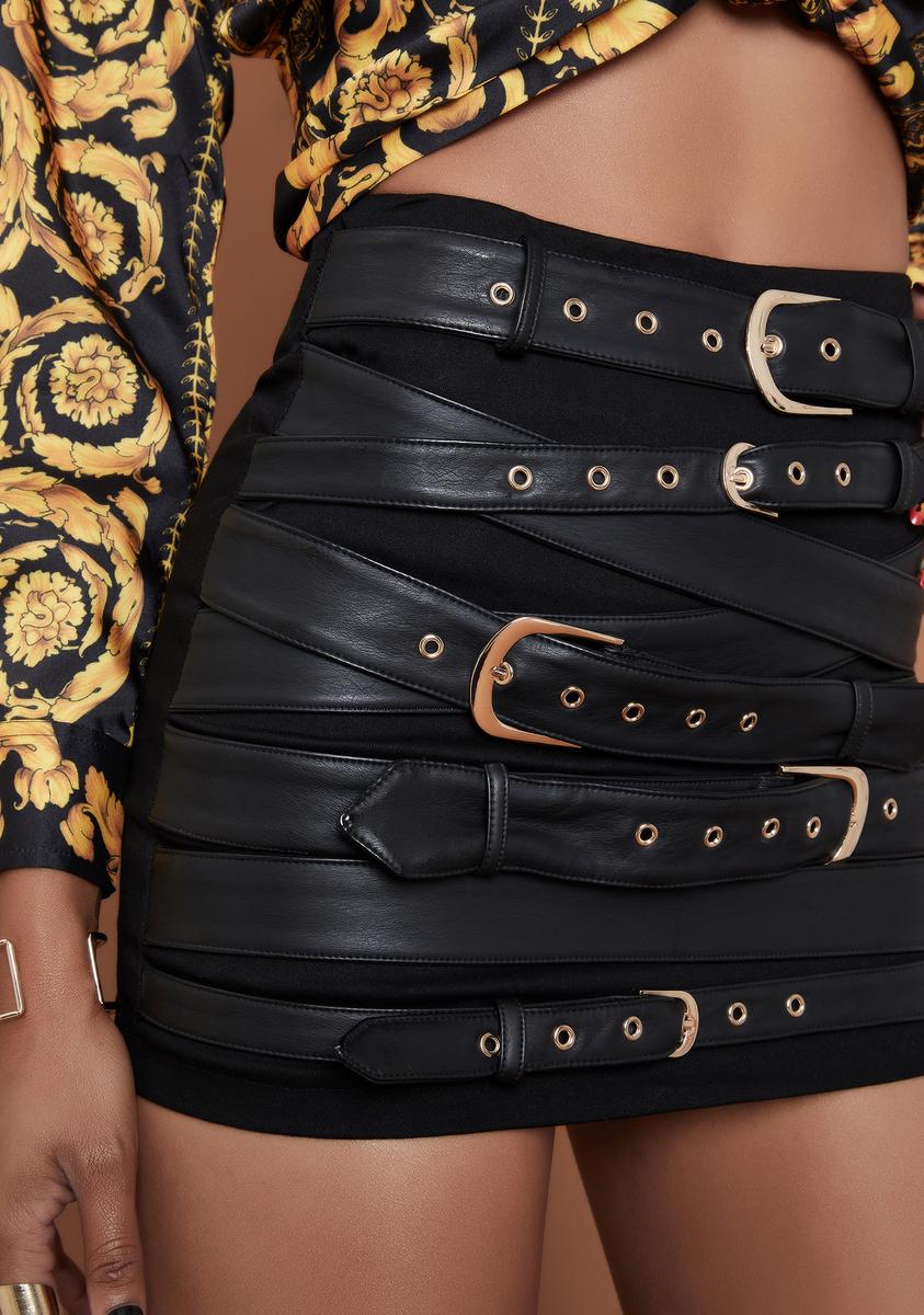 Horoscopez Vegan Leather Belt Mini Skirt - Black – Dolls Kill