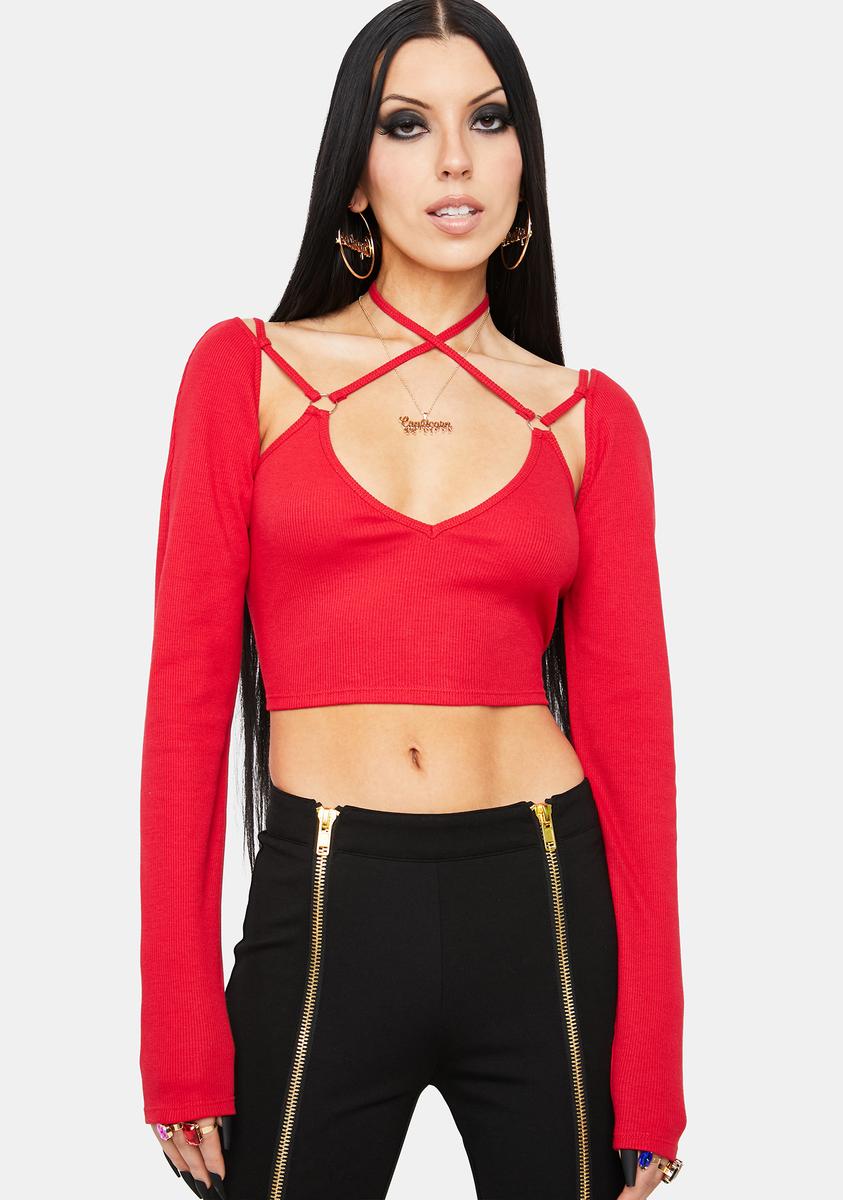 Ribbed Strappy Crop Top