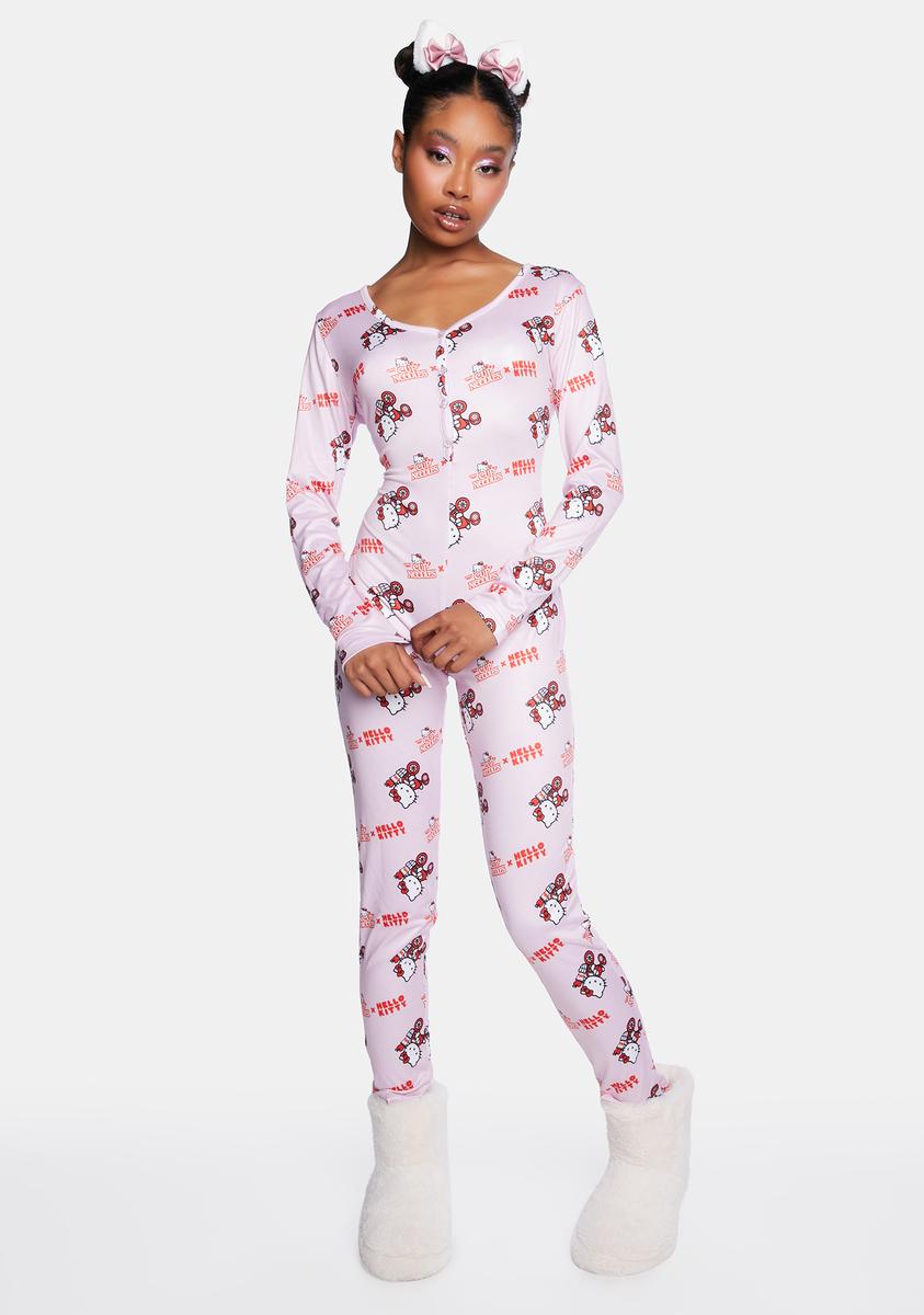 Hello Kitty x Cup Noodles Graphic Button Up Onesie Pajama - Pink – Dolls  Kill
