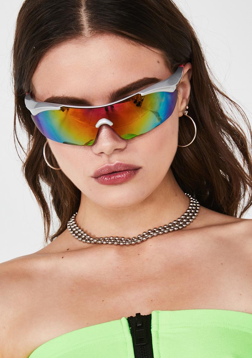 Rainbow Mirrored Shield Sunglasses – Dolls Kill