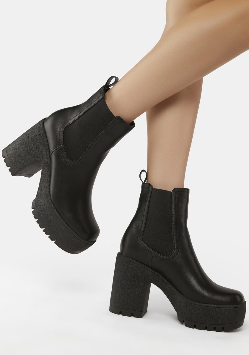 Vegan Leather Platform Chelsea Boots - Black – Dolls Kill