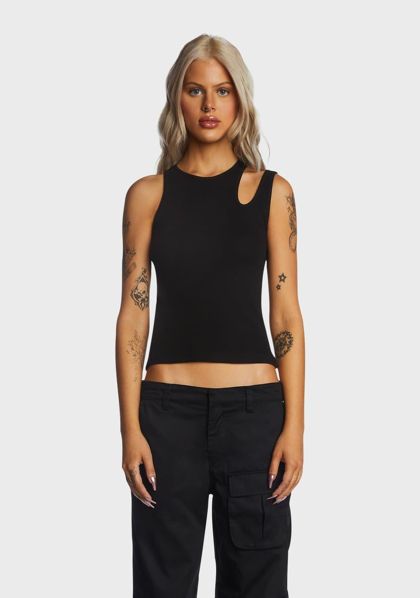 Cut Out Ribbed Tank Top