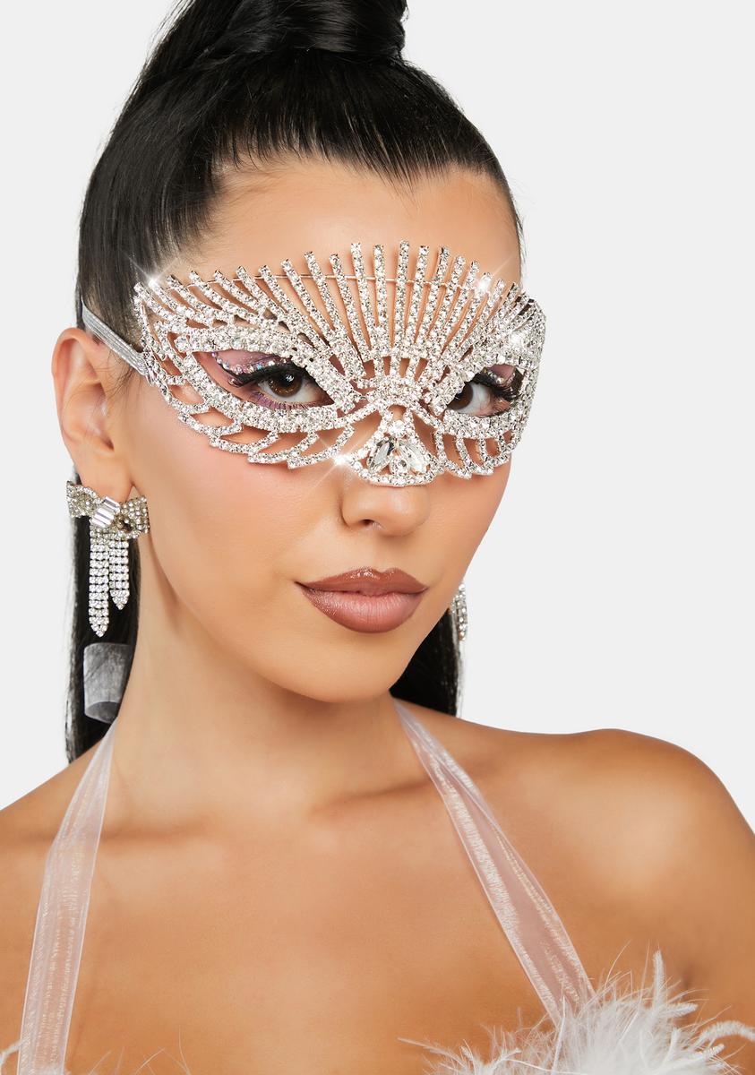 Rhinestone Eye Mask Fringe Masquerade Mask