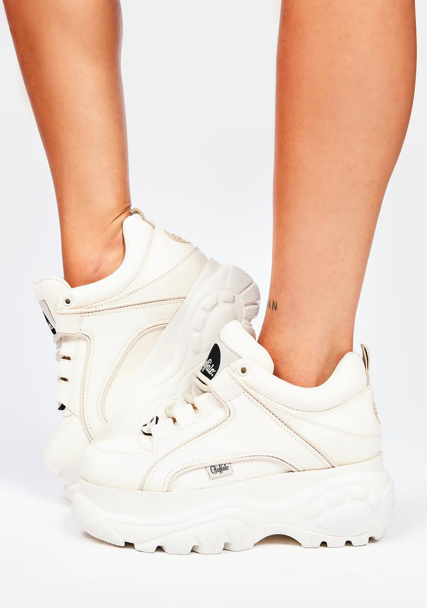Buffalo London Leather Platform Sneakers - Off White – Dolls Kill