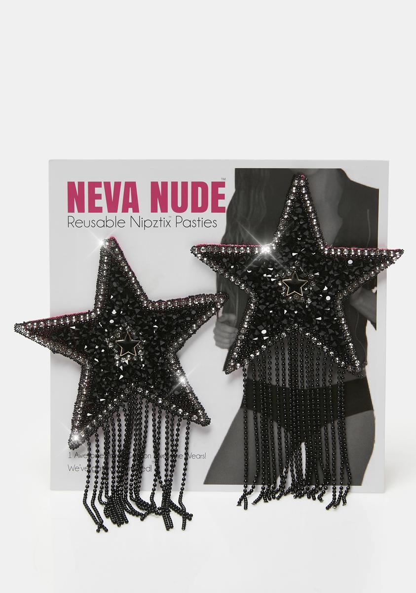 Neva Nude Jewel Beaded Star Tassel Pasties - Black – Dolls Kill