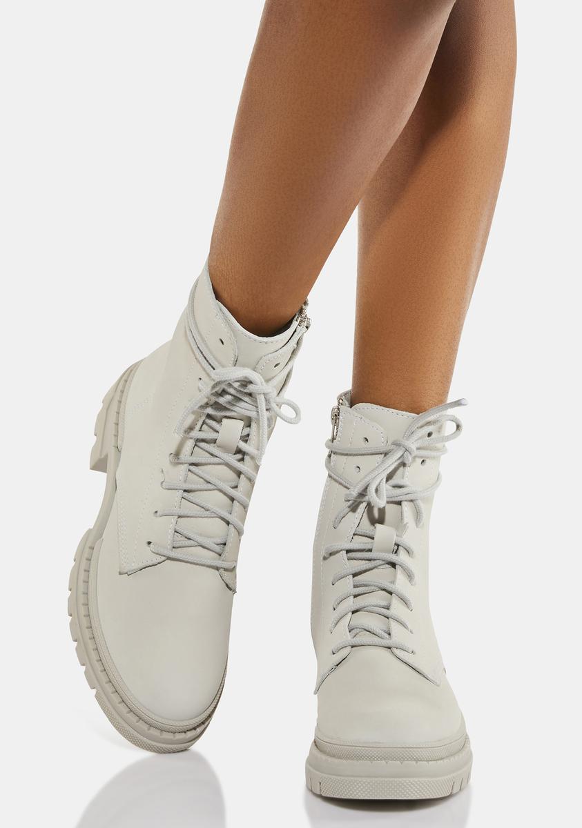 Steve Madden Leather Lace Up Combat Boots White – Dolls Kill