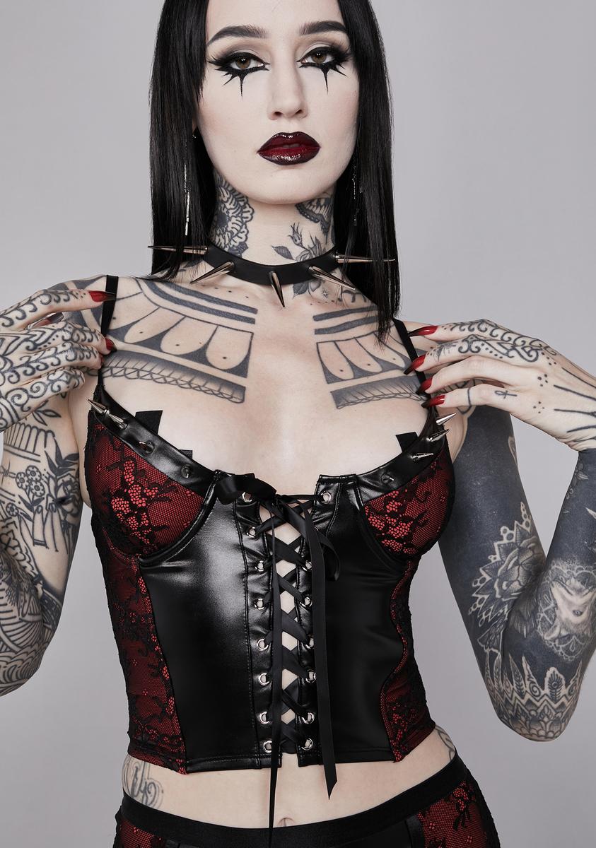 Widow Vegan Leather Lace Up Strappy Corset Top - Black – Dolls Kill