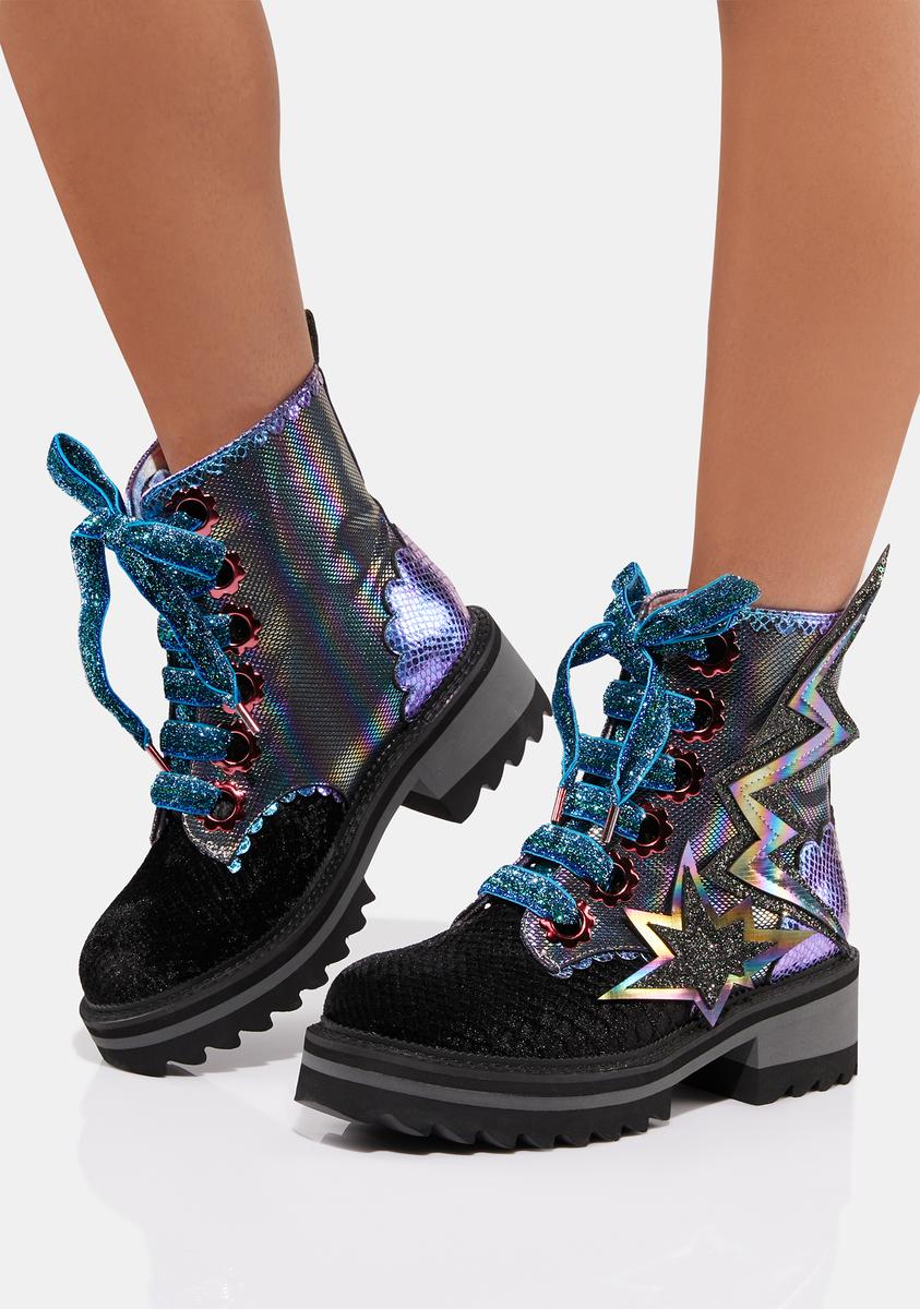 Dolls kill hot sale iridescent boots