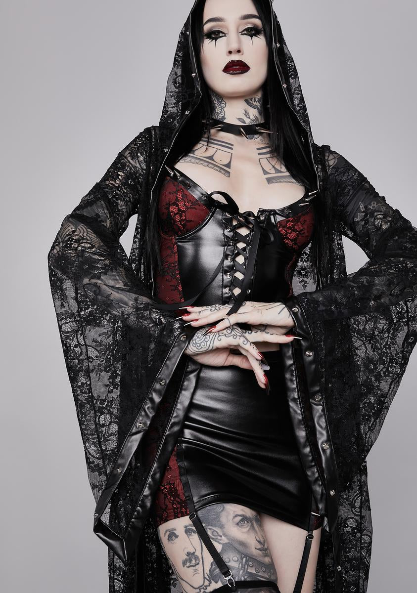 Killstar Cosmia Witch Hooded Duster selling Top Hot Topic Dollskill Widow Sugar Thrillz