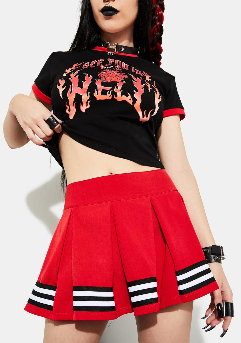 Current Mood Pleated Cheerleader Mini Skirt - Red – Dolls Kill