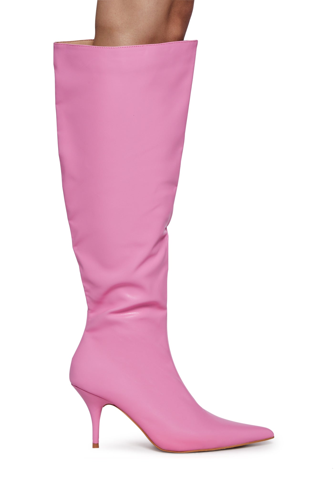 Pointed Toe Vegan Leather Stiletto Boots - Pink – Dolls Kill