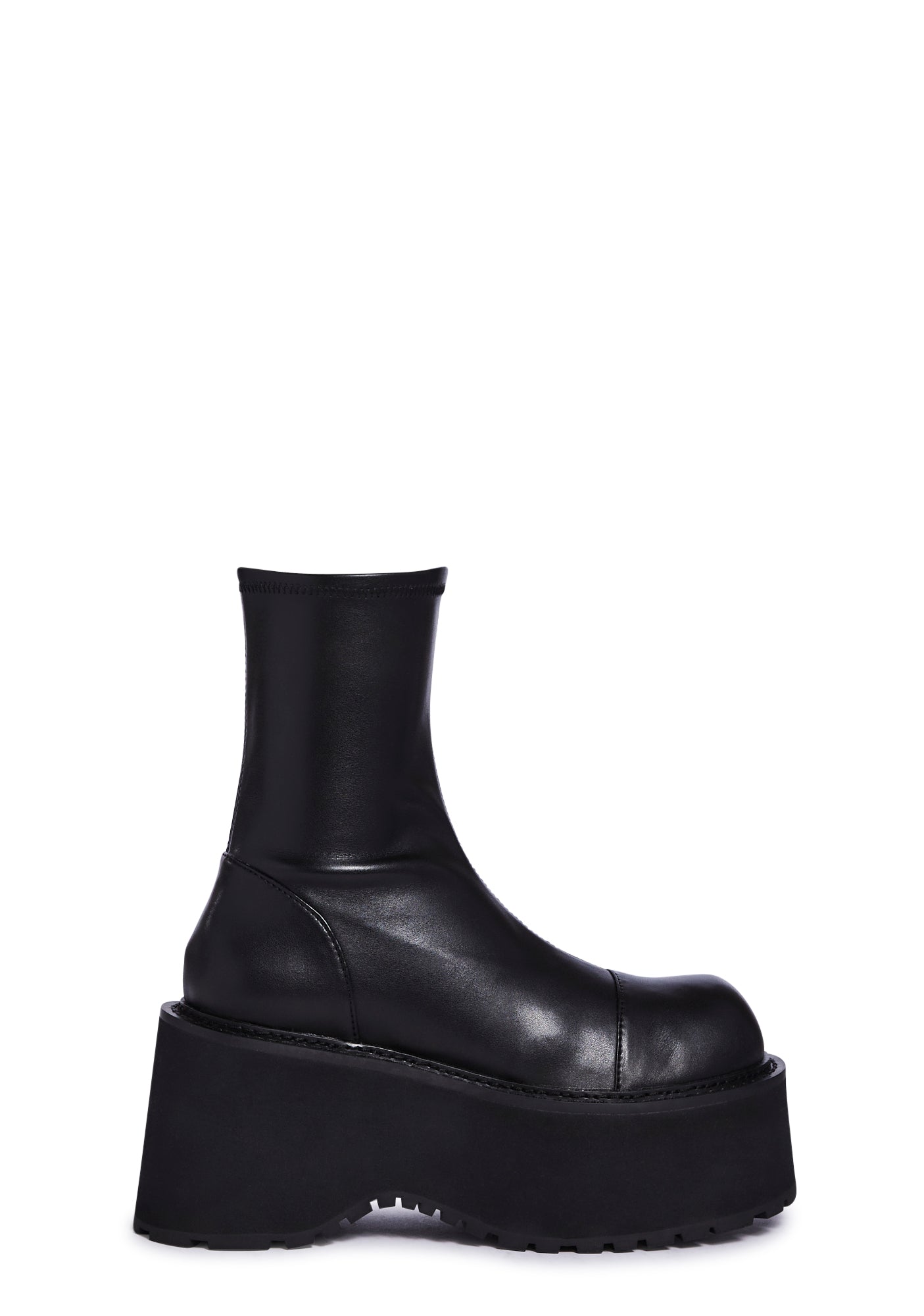 Current Mood Treaded Platform Boots With Side Zippers - Black – Dolls Kill