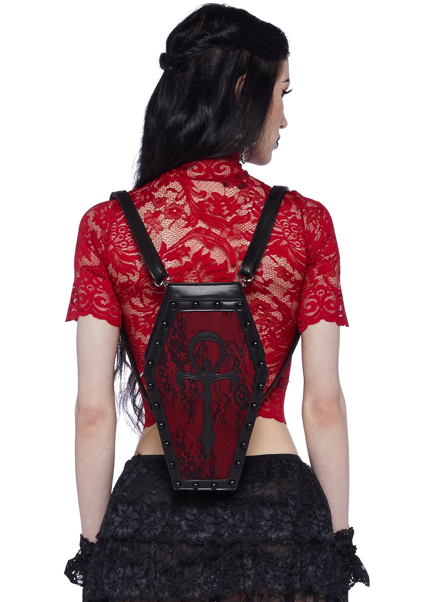 Widow Ankh Symbol Coffin Crossbody Bag Backpack - Black/Red – Dolls Kill