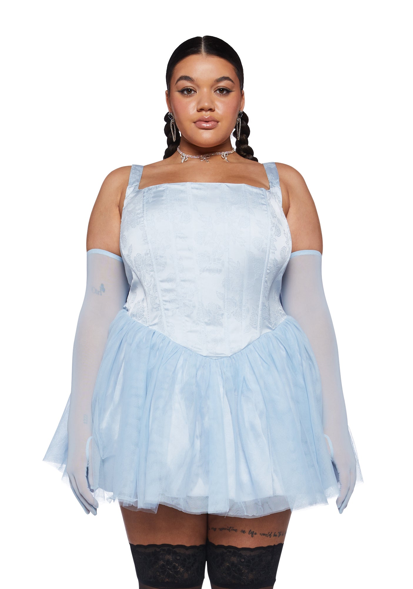 Winter Fairy, Snow Queen - Woman In Light Blue Tulle Dress Outdoor