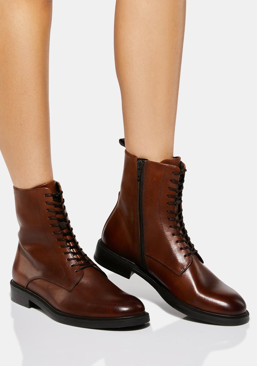 Vagabond Shoemakers Amina Leather Lace Up Ankle Boots - Brown – Dolls Kill