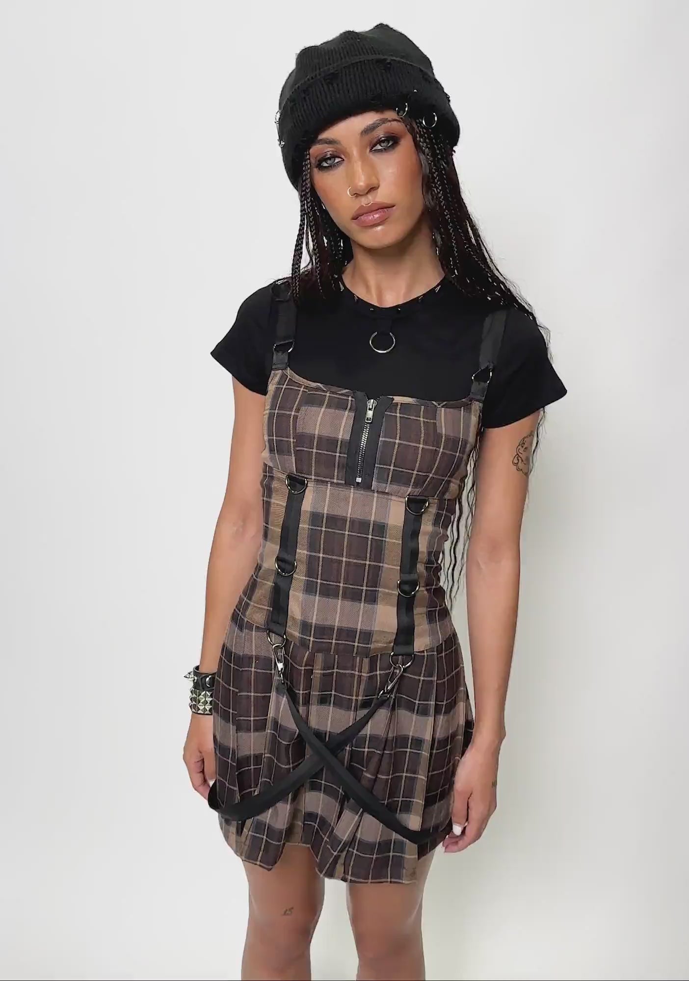 Dolls Kill Rebel Girl Plaid top Strap Dress