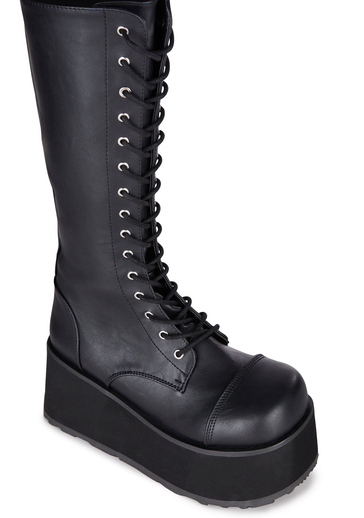Demonia Vegan Leather Platform Boots - Black – Dolls Kill
