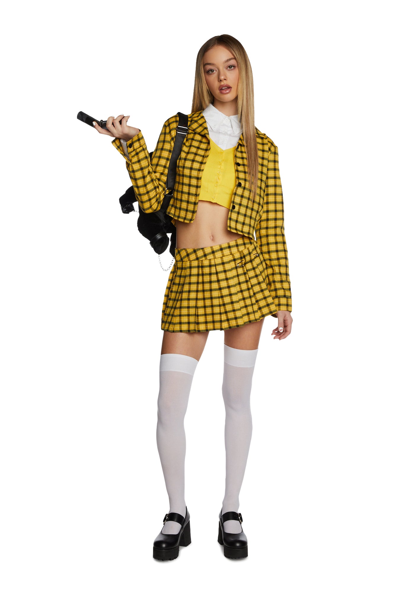 Cher Clueless Costume Outfit | Plaid Skirt Halloween Set - Yellow – Dolls  Kill