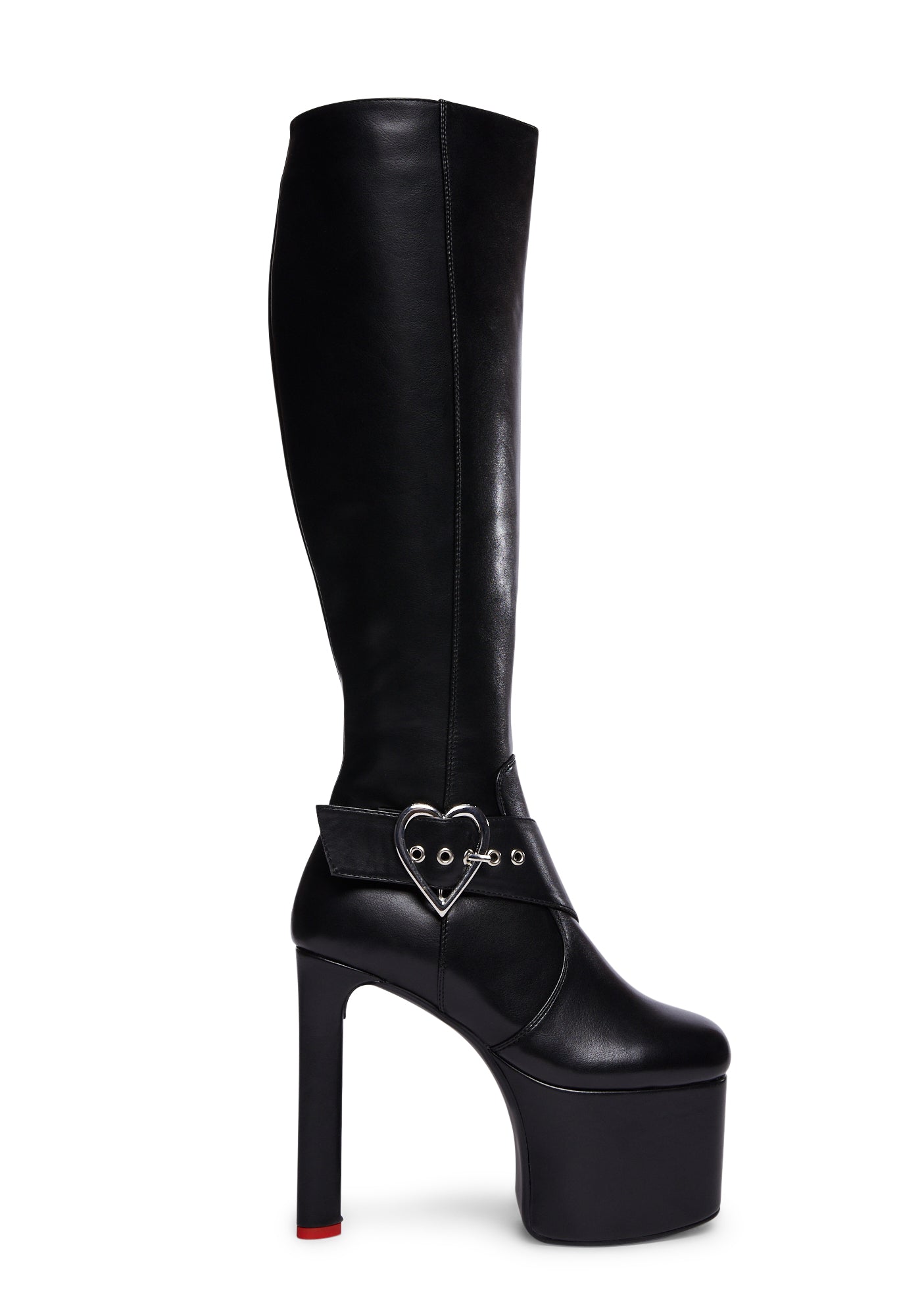 Lamoda Heart Heel Platform Thigh High Boots - Black – Dolls Kill