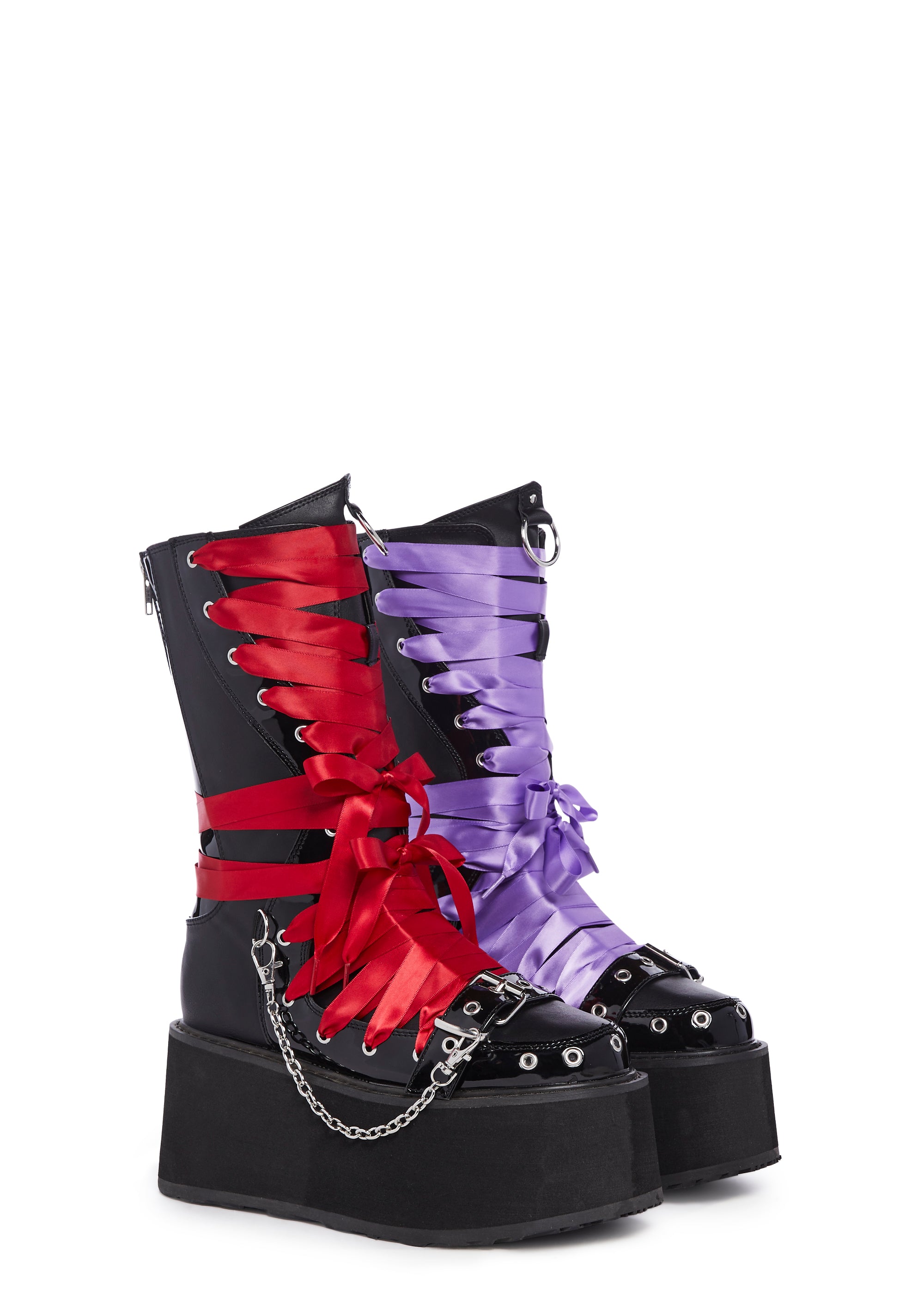 Demonia Platform Boots With Interchangeable Laces - Black – Dolls Kill