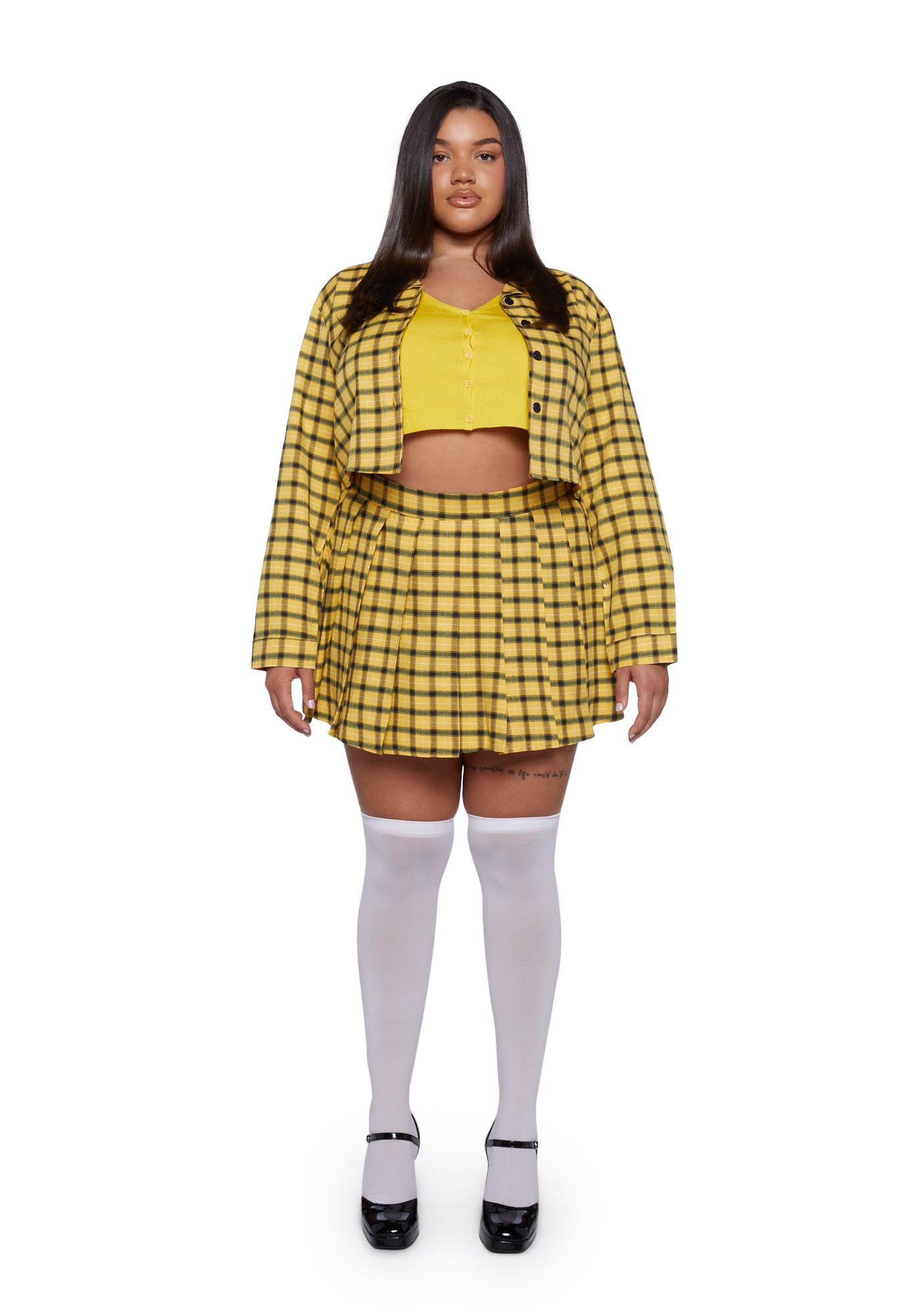 Plus Size Yellow Clueless Cher Plaid Costume Set – Dolls Kill