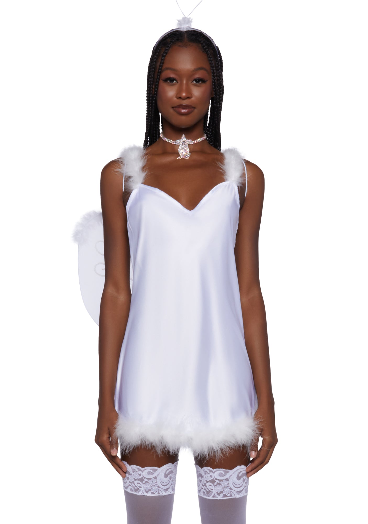 Sexy Angel with Wings Halloween Costume - White – Dolls Kill