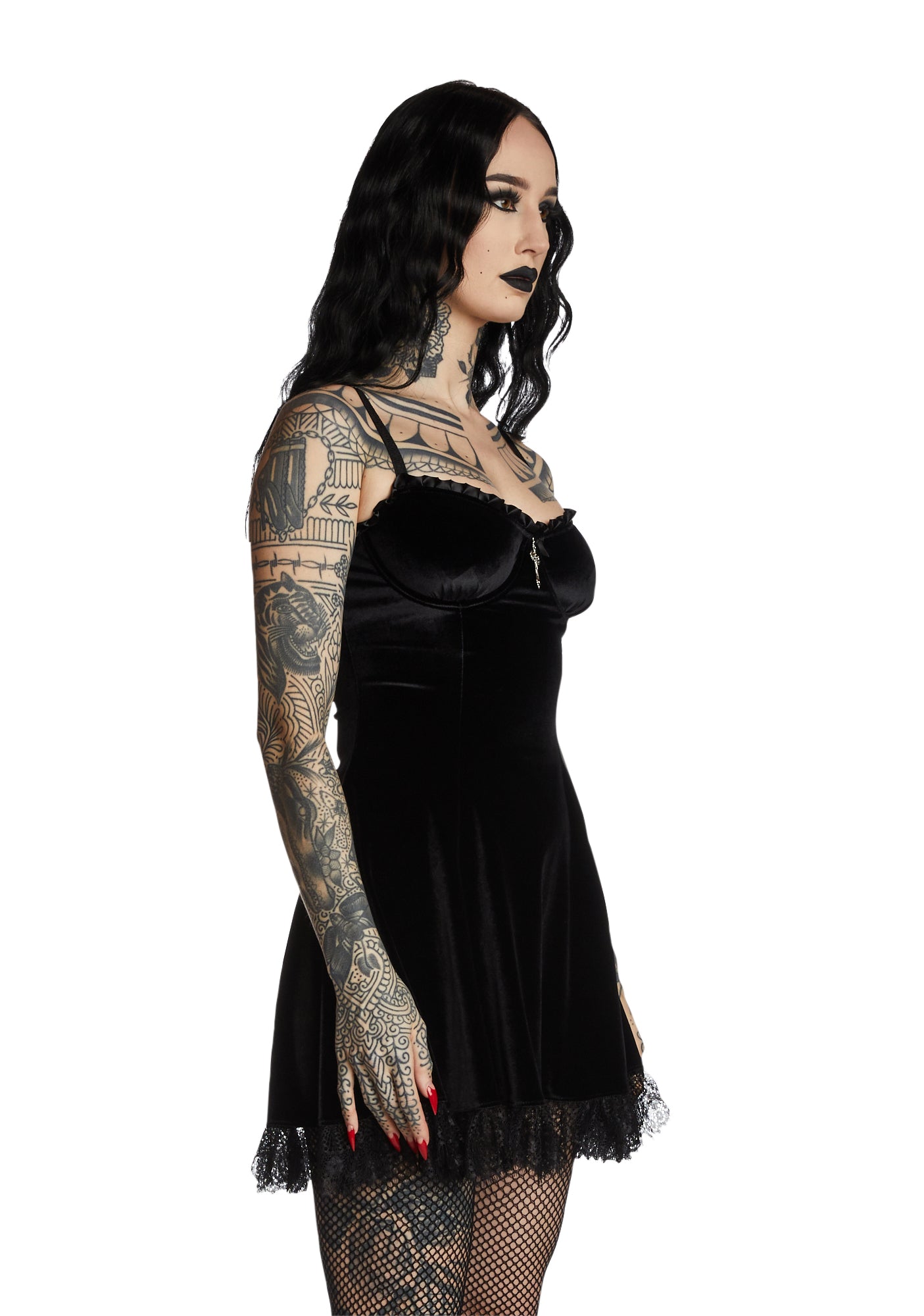 Widow Velvet Cross Mini Dress Black – Dolls Kill