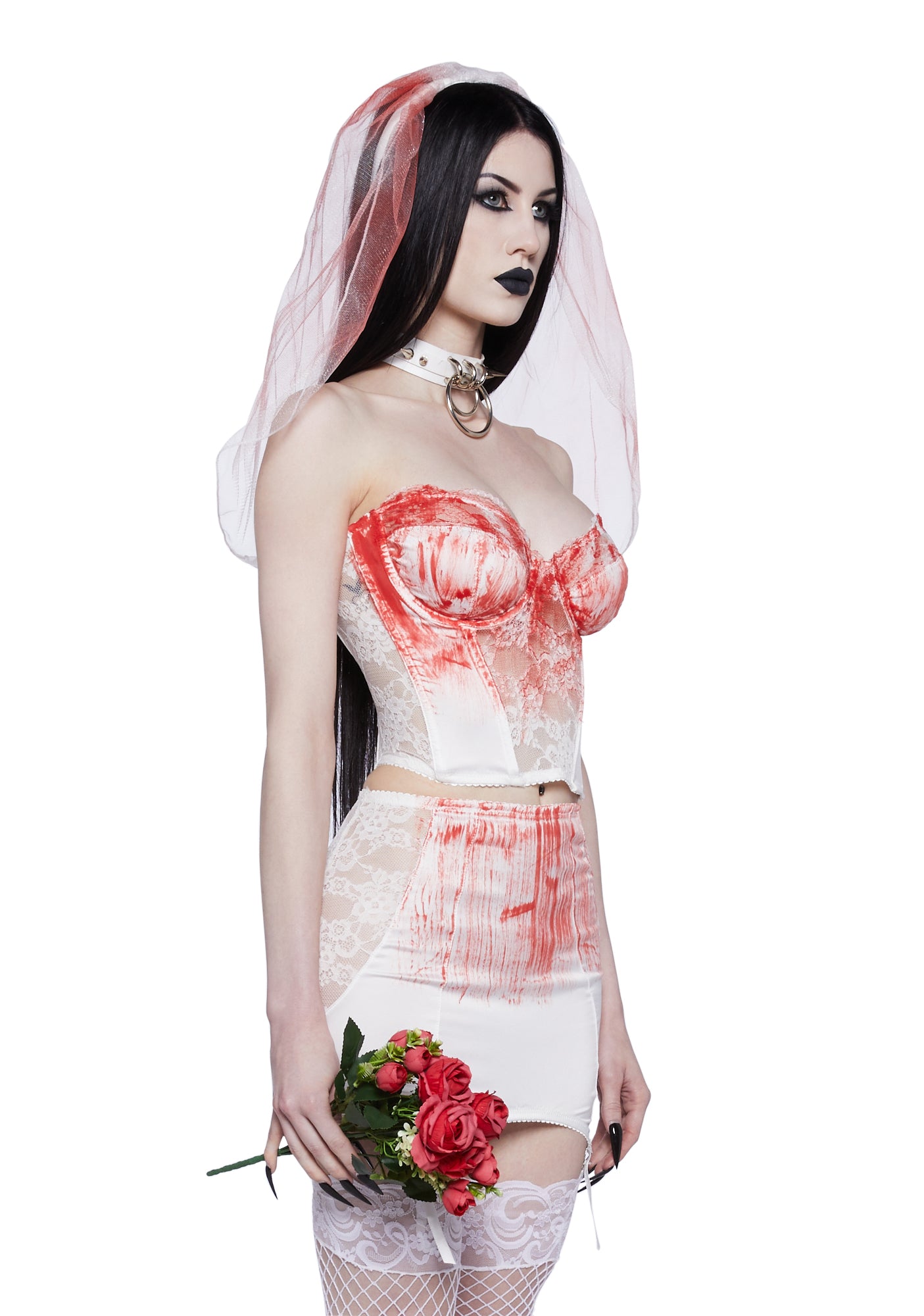 Trickz N Treatz Bloody Bride Costume Set - White/Red – Dolls Kill