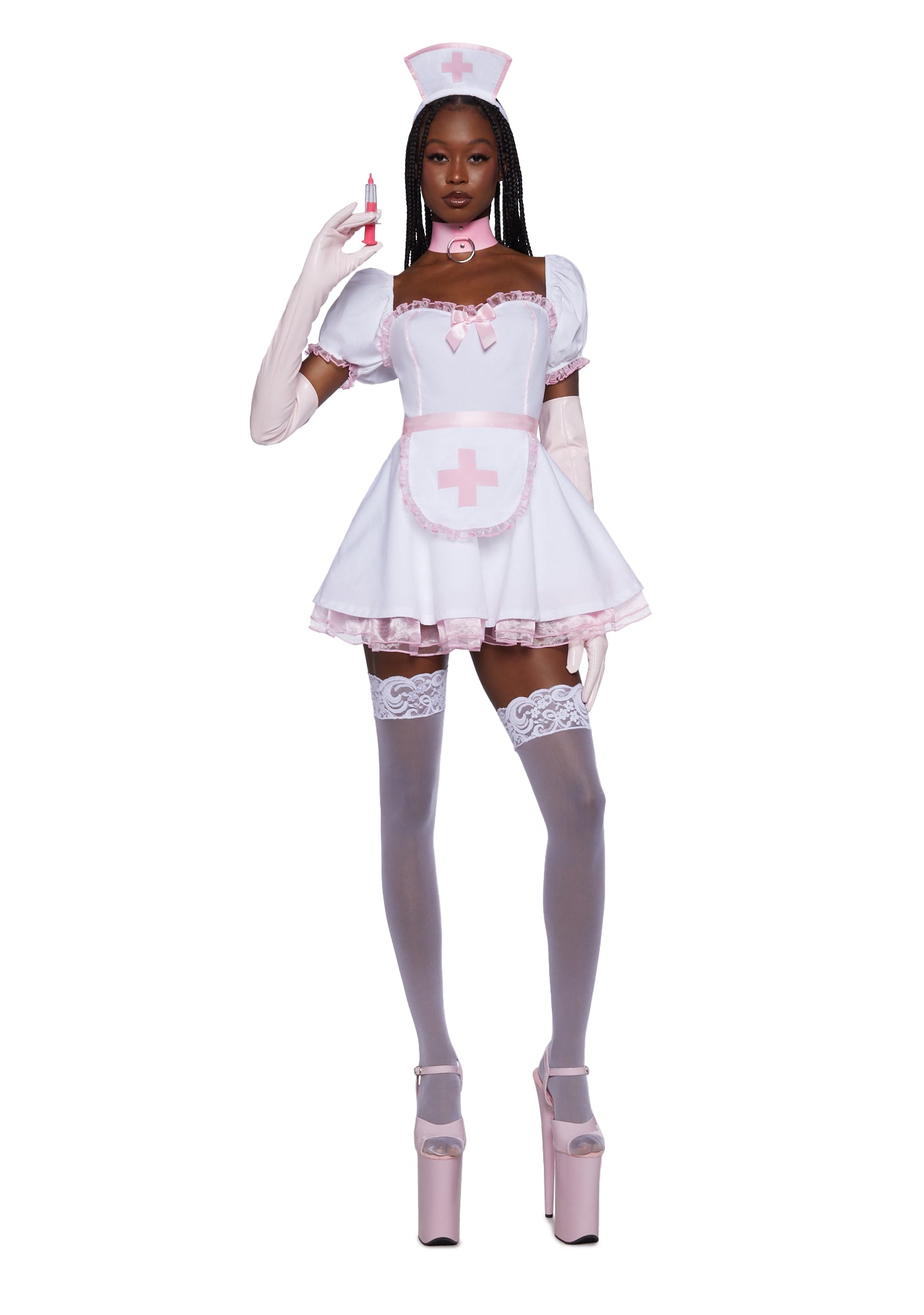 Trickz N Treatz Sexy Nurse Costume - White/Pink – Dolls Kill