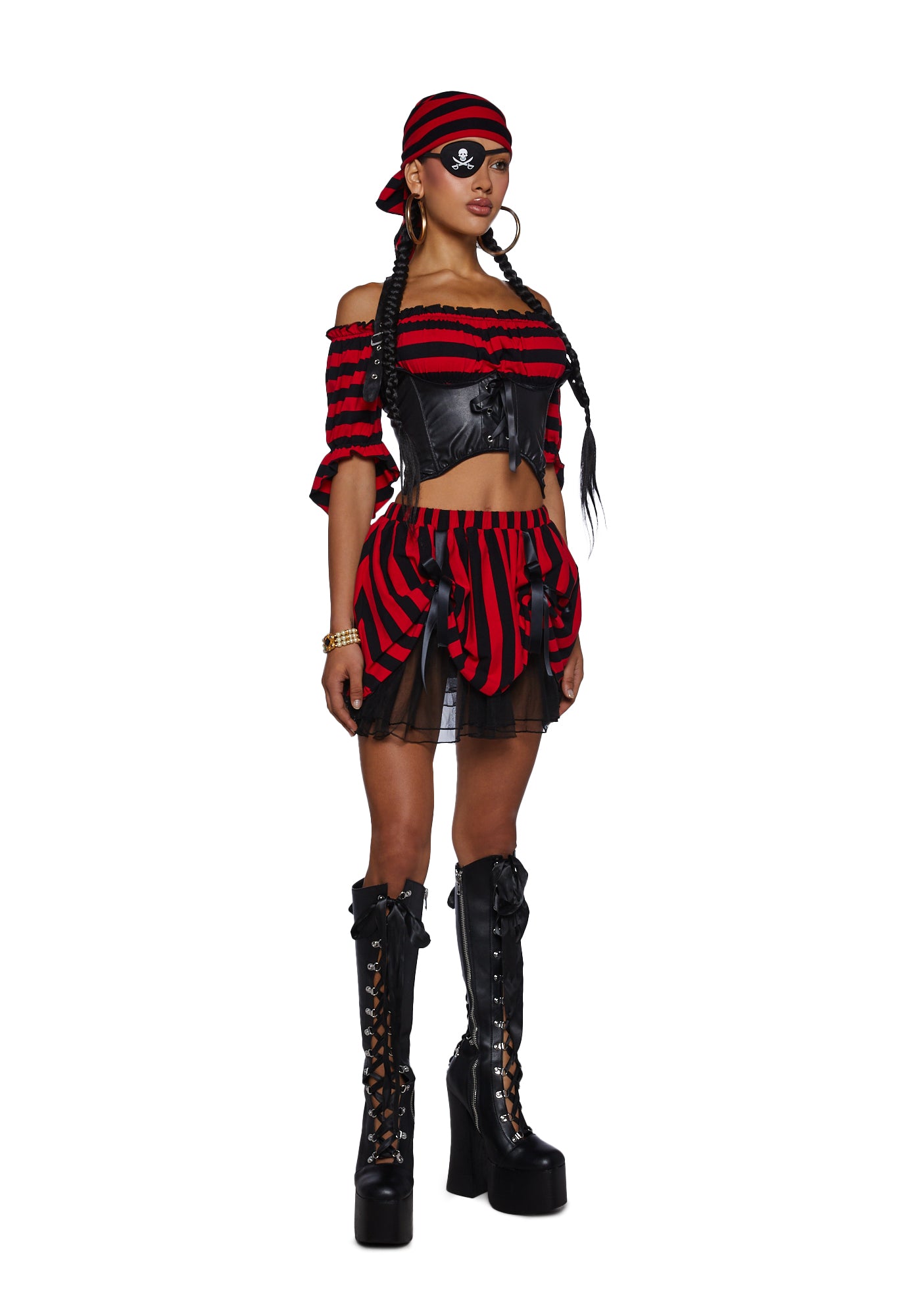 Trickz N Treatz Sexy Pirate Costume - Red/Black Stripe – Dolls Kill