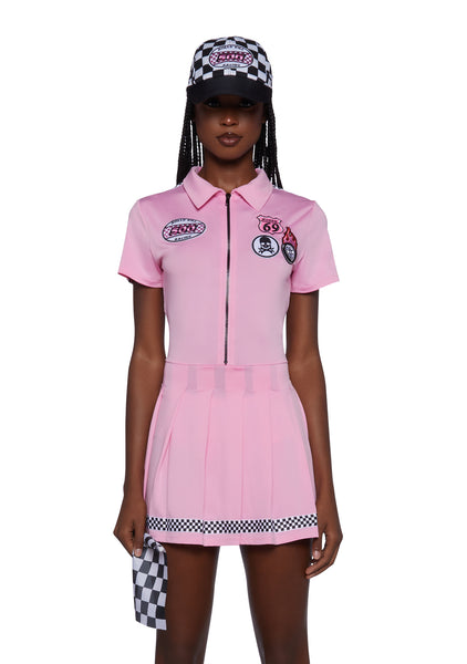 Trickz N Treatz Sexy Racer Girl Motocross Costume - Pink – Dolls Kill