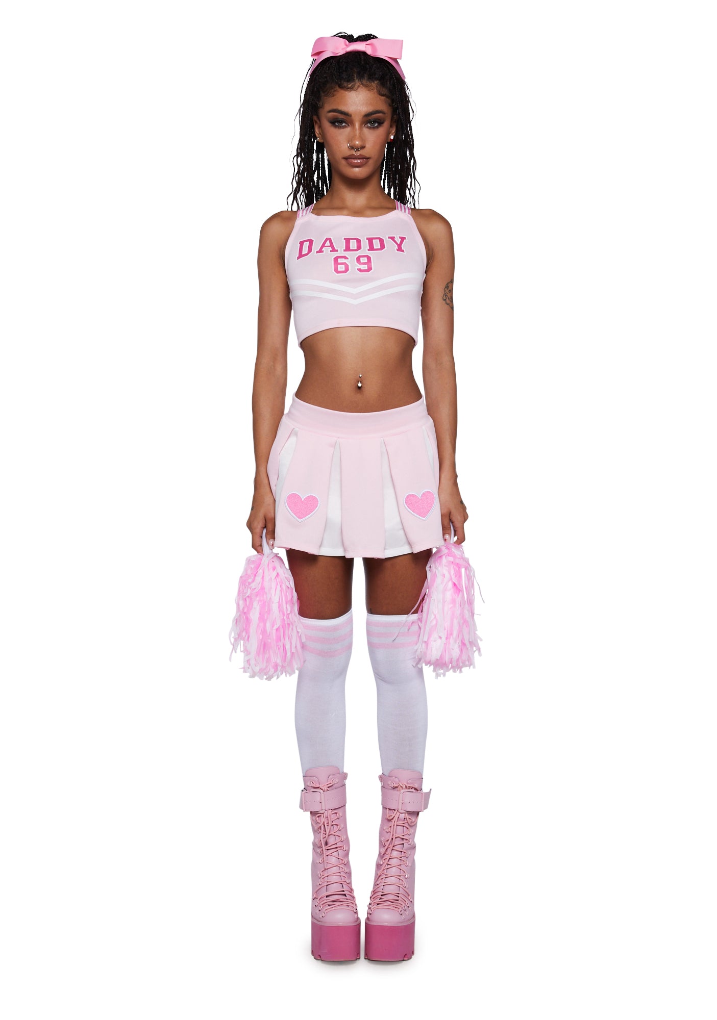 Dolls Kill Halloween Daddy's Cheerleader Costume - Pink