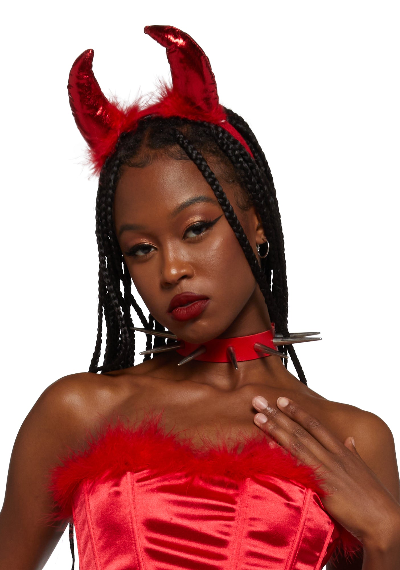 Trickz N' Treatz Satin Marabou Trim Devil Costume Set - Red – Dolls Kill