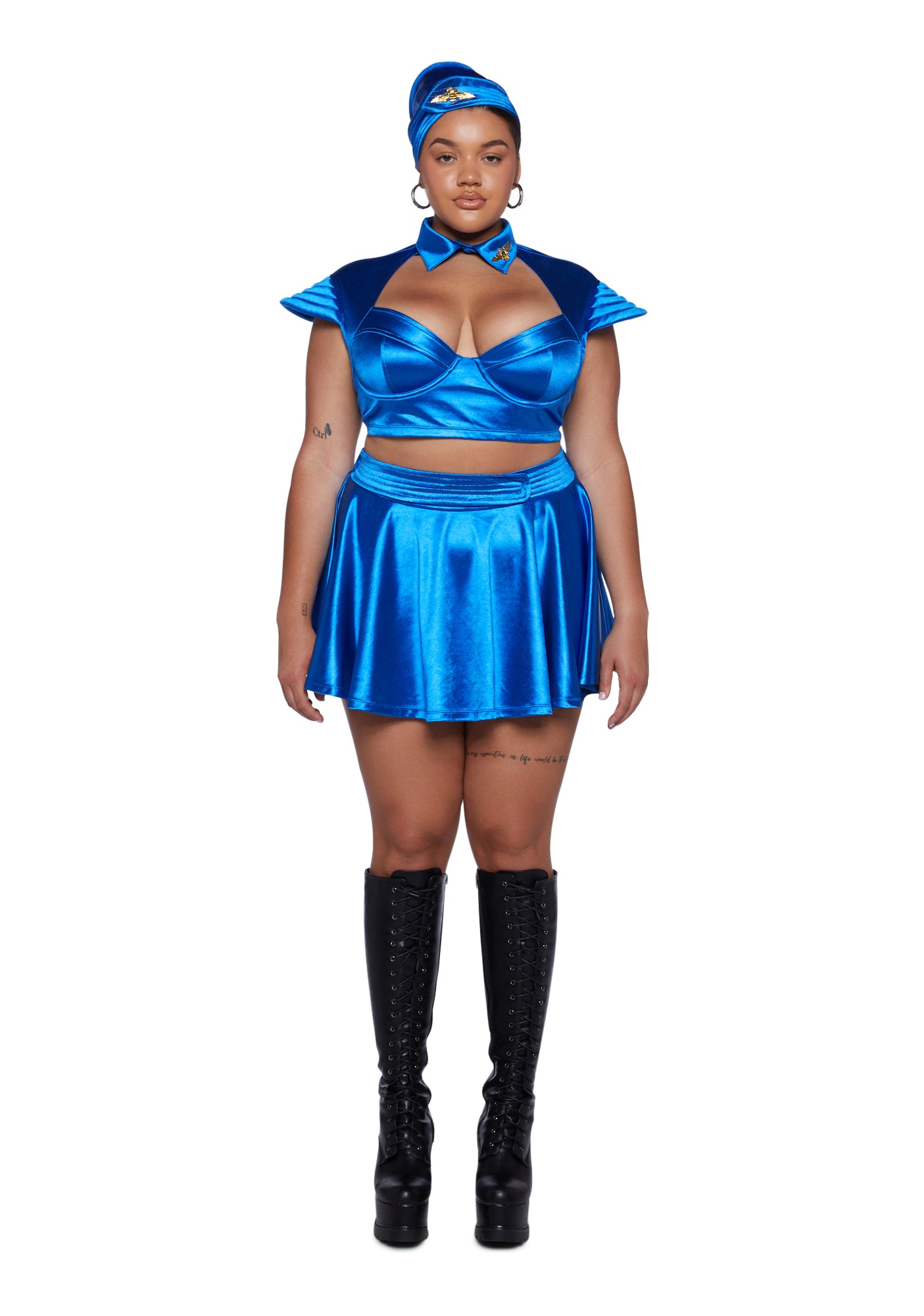 Plus Size Trickz N Treatz Sexy Flight Attendant Popstar Costume - Blue –  Dolls Kill