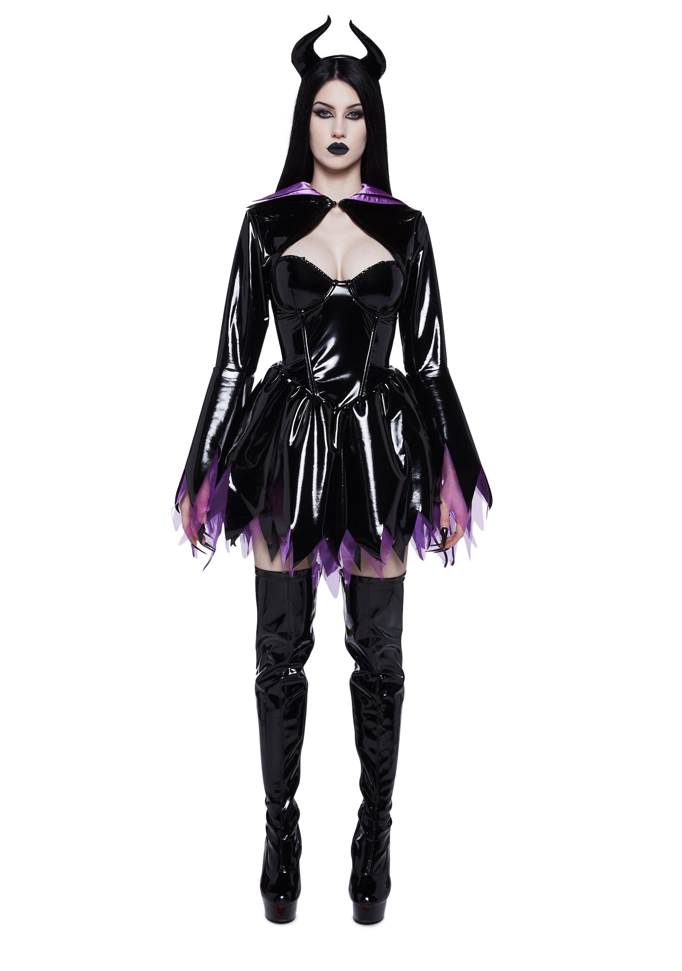 Maleficent Evil Horned Fairy Adult Costume - Black/Purple – Dolls Kill