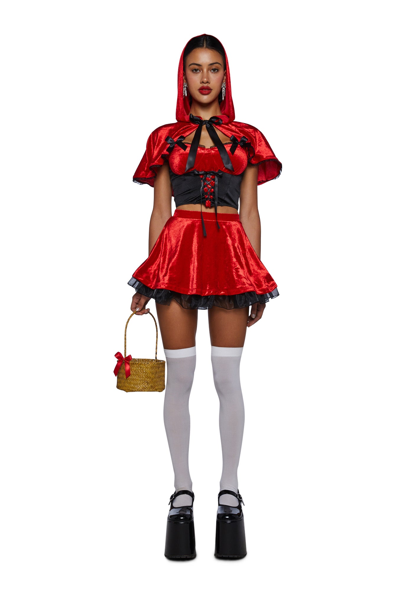 Red Riding Hood Adult Costume Set - Red/Black – Dolls Kill